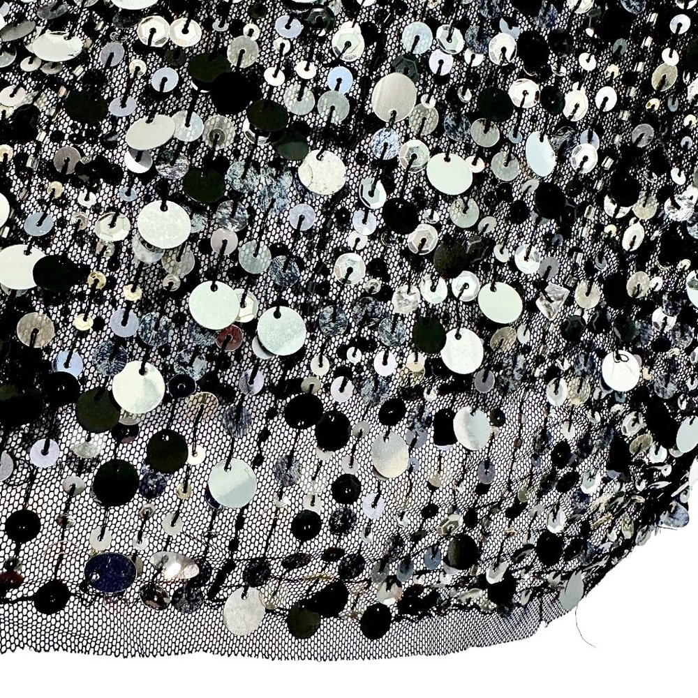 havenbleu Black Sheer Silver Sequin Cropped Long Sleeve Top Small - Picture 11 of 14